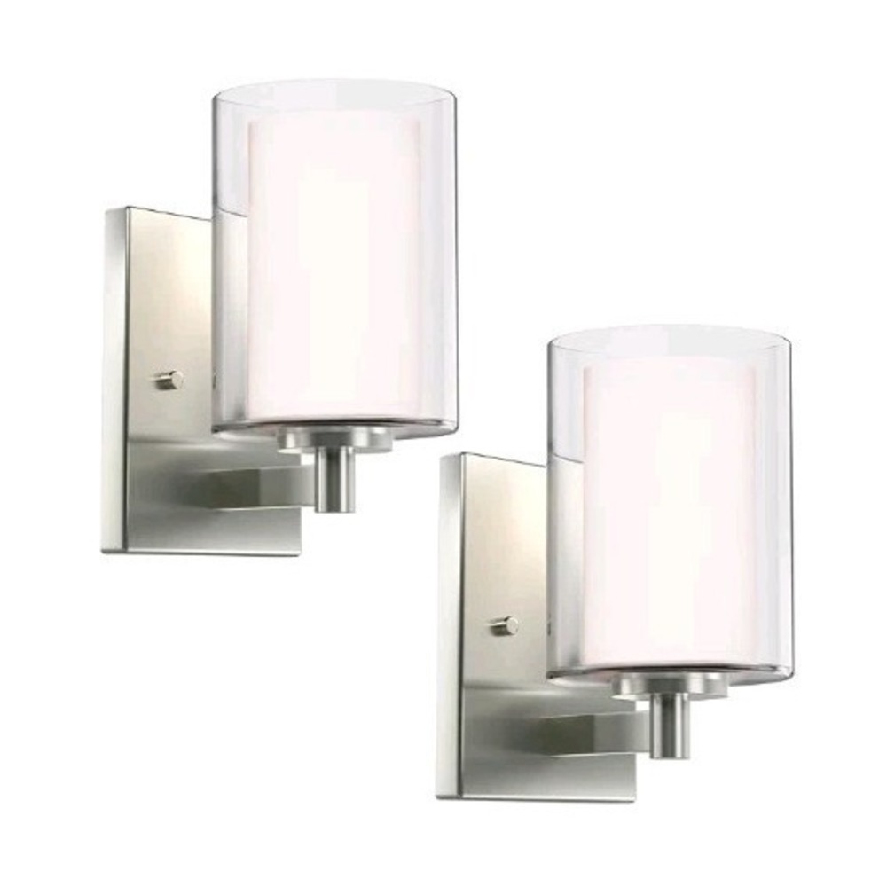 Sconces,Wall Sconces, 2 Modern Vanity Lights wi Double Clear Glass Shade